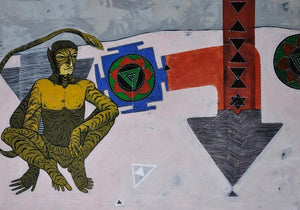 Figurative acrylic painting titled 'Untitled', 28x22 inches, by artist Abhishek Chourasia on Paper