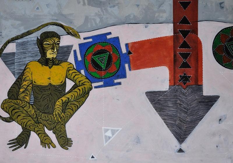 Figurative acrylic painting titled 'Untitled', 28x22 inches, by artist Abhishek Chourasia on Paper