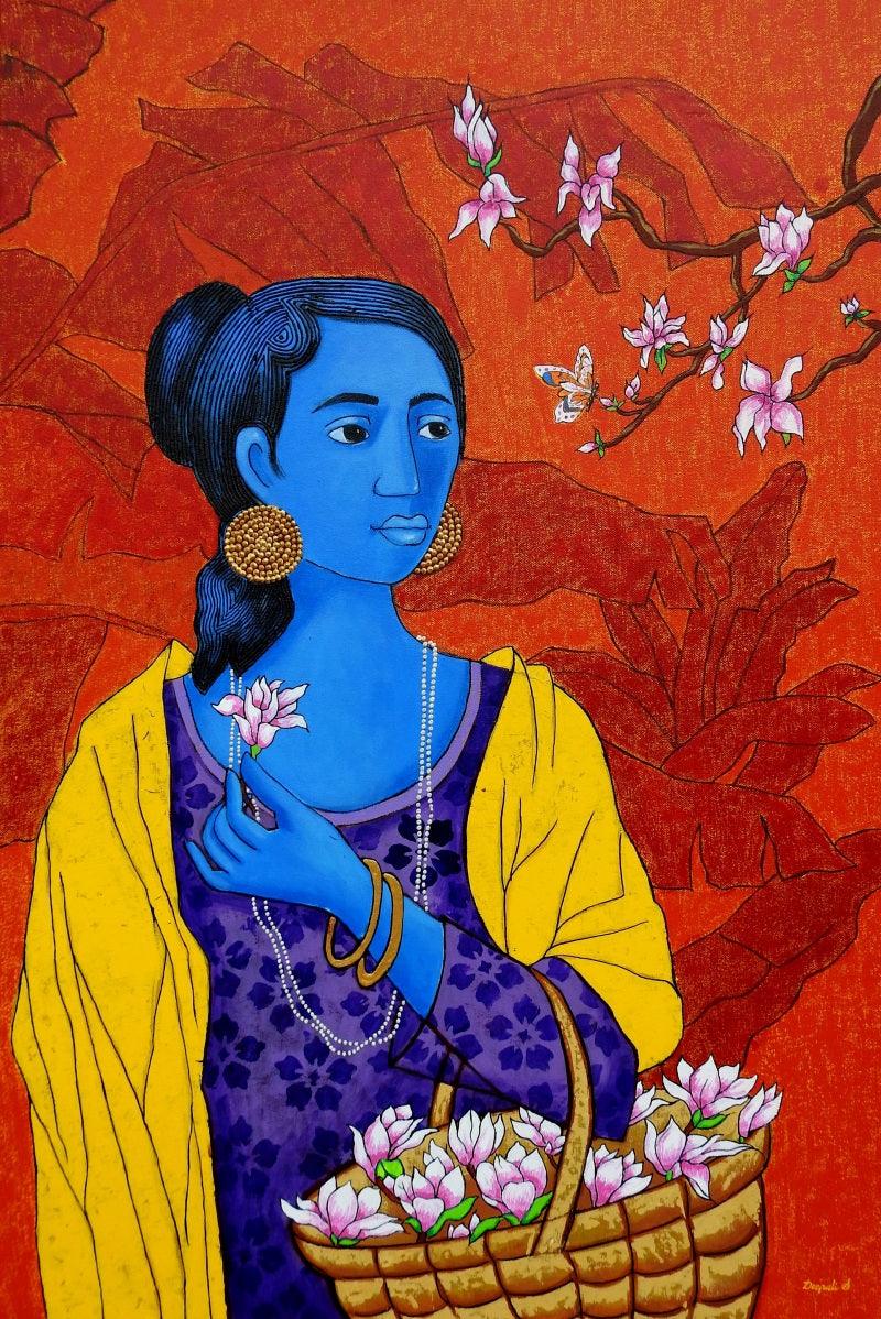 Figurative acrylic painting titled 'Untitled', 36x24 inches, by artist Deepali S on Canvas