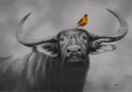 Animals mixed media painting titled 'Untitled', 20x15 inches, by artist Milind Varangaonkar on Paper