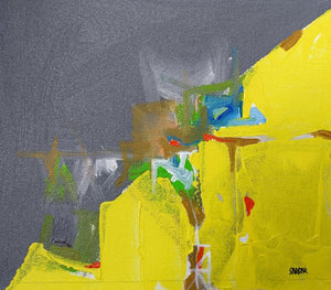Abstract acrylic painting titled 'Untitled', 11x12 inches, by artist Sardar Jadhav on Canvas