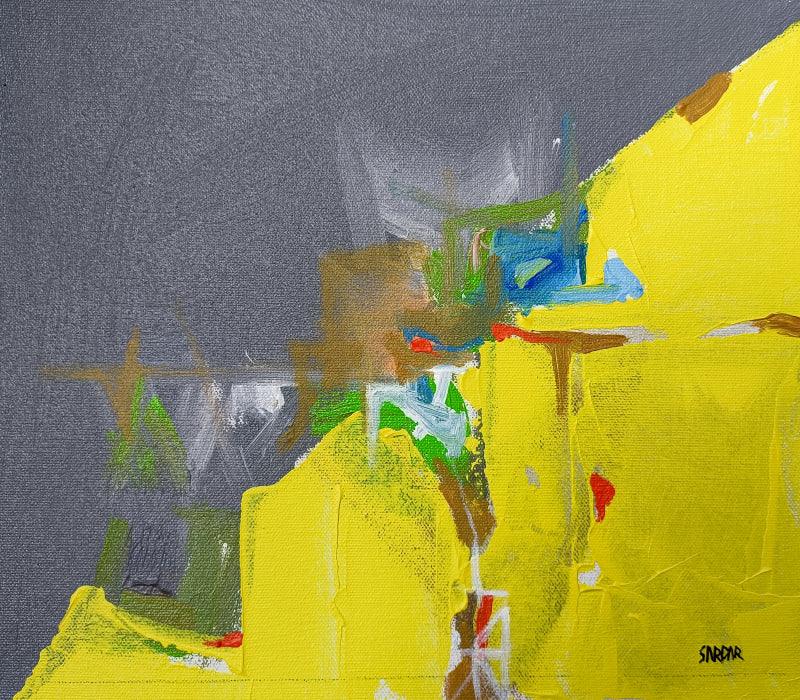 Abstract acrylic painting titled 'Untitled', 11x12 inches, by artist Sardar Jadhav on Canvas