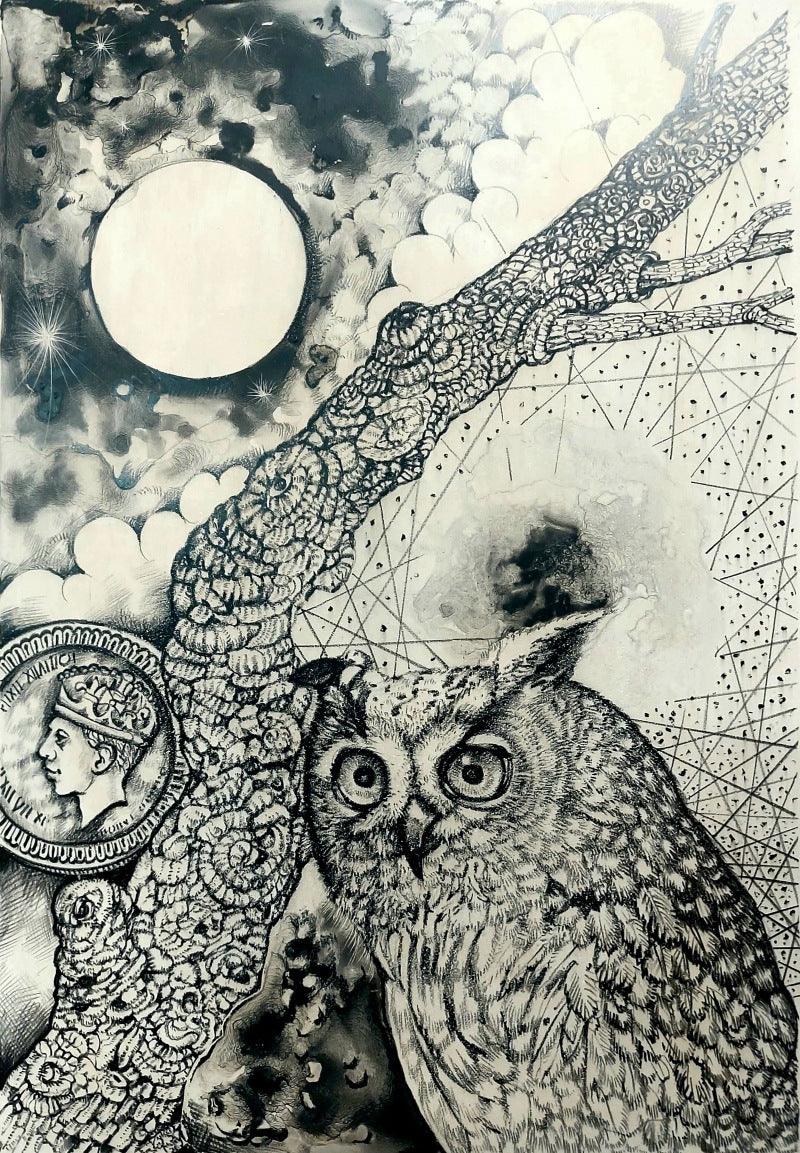 Animals printmaking titled 'Untitled', 18x12 inches, by artist Jyotirmay Dalapati on Paper