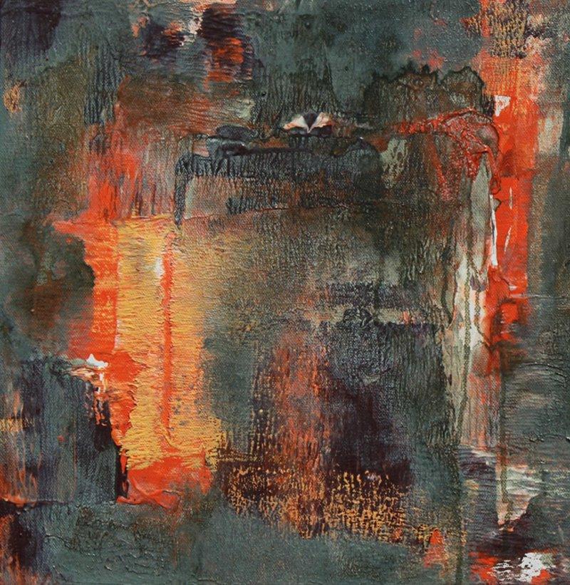 Abstract acrylic painting titled 'Untitled', 18x18 inches, by artist NIkHIl Patil on Canvas Board