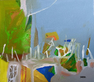 Abstract acrylic painting titled 'Untitled', 11x12 inches, by artist Sardar Jadhav on Canvas