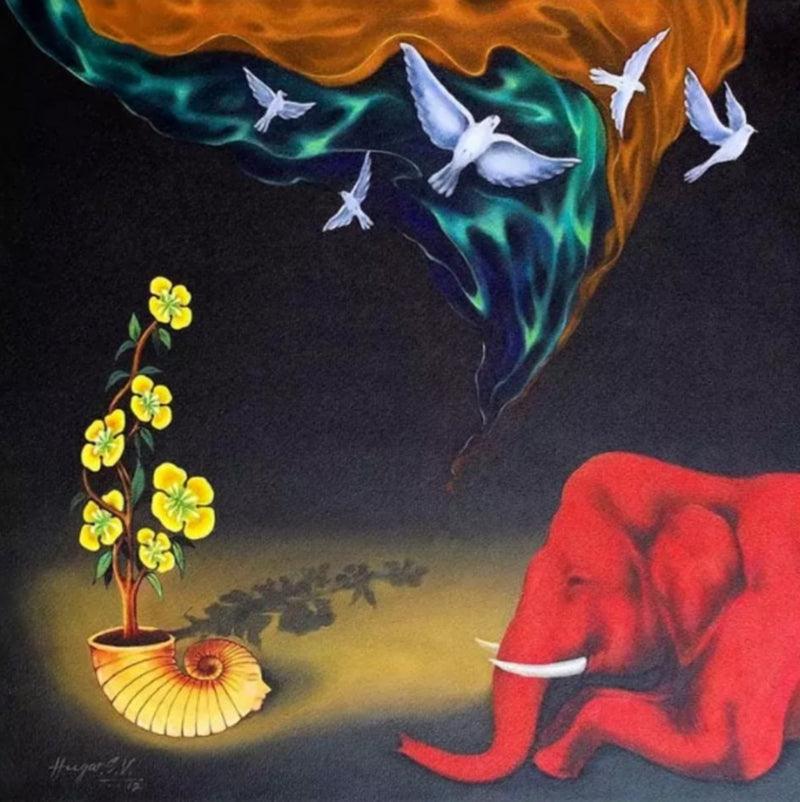 contemporary acrylic painting titled 'Untitled', 24x24 inches, by artist Shivu Hugar on Canvas