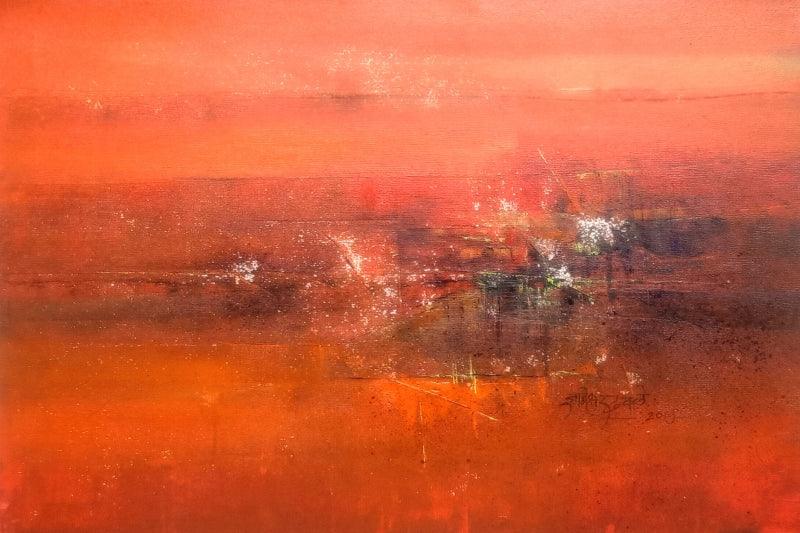 Abstract acrylic painting titled 'Untitled', 24x36 inches, by artist Dnyaneshwar Dhavale on canvas