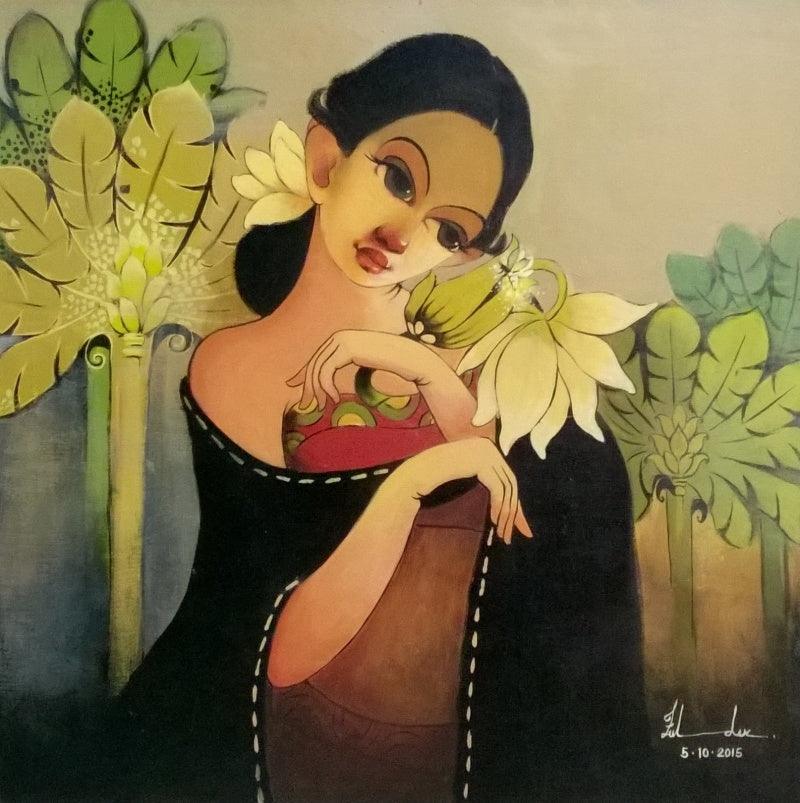 Figurative acrylic painting titled 'Untitled', 24x24 inches, by artist Renuka Fulsoundar on Canvas