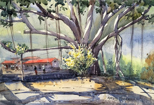 Landscape watercolor painting titled 'Untitled', 14x18 inches, by artist Ramdas Thorat on Paper
