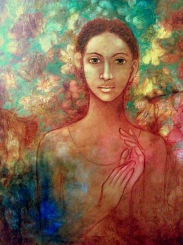 Figurative acrylic painting titled 'Untitled', 40x40 inches, by artist Joshua Shekar on Canvas