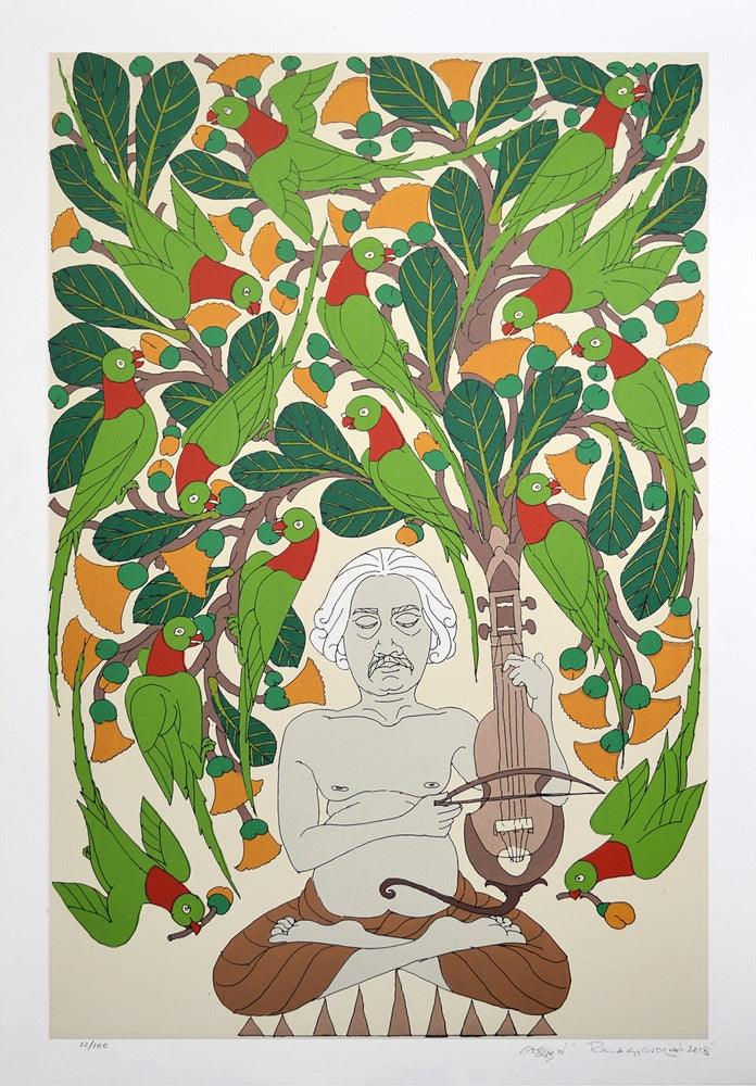 Figurative serigraphs painting titled 'Untitled', 40x28 inches, by artist A. Ramachandran on Paper