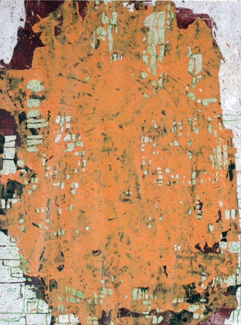 Abstract mixed media painting titled 'Untitled', 42x32 inches, by artist Kashinath Jadhav on Paper