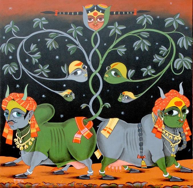 Figurative acrylic painting titled 'Untitled', 60x60 inches, by artist KV Kale on Canvas