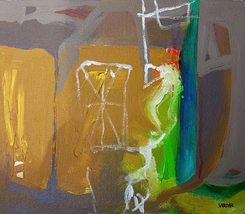 Abstract acrylic painting titled 'Untitled', 11x12 inches, by artist Sardar Jadhav on Canvas