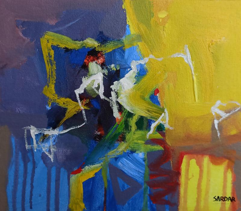 Abstract acrylic painting titled 'Untitled', 11x12 inches, by artist Sardar Jadhav on Canvas