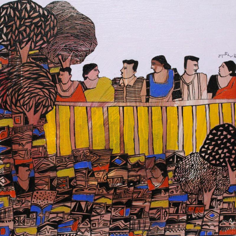 Figurative acrylic painting titled 'Untitled', 12x12 inches, by artist Rama Krishna V on Canvas