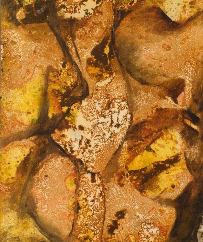 Abstract mixed media painting titled 'Untitled', 18x12 inches, by artist NP Pandey on Paper