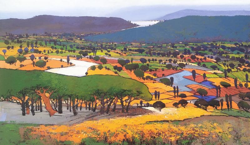 Landscape acrylic painting titled 'Untitled', 36x60 inches, by artist Hari Dhongade on Canvas