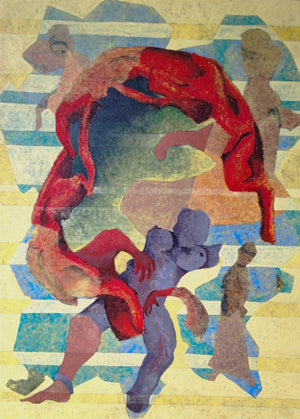 Untitled (Interconnected) by Mandar Khadtar, Original Acrylic Erotic Painting on Canvas, Large Vertical Wall Art
