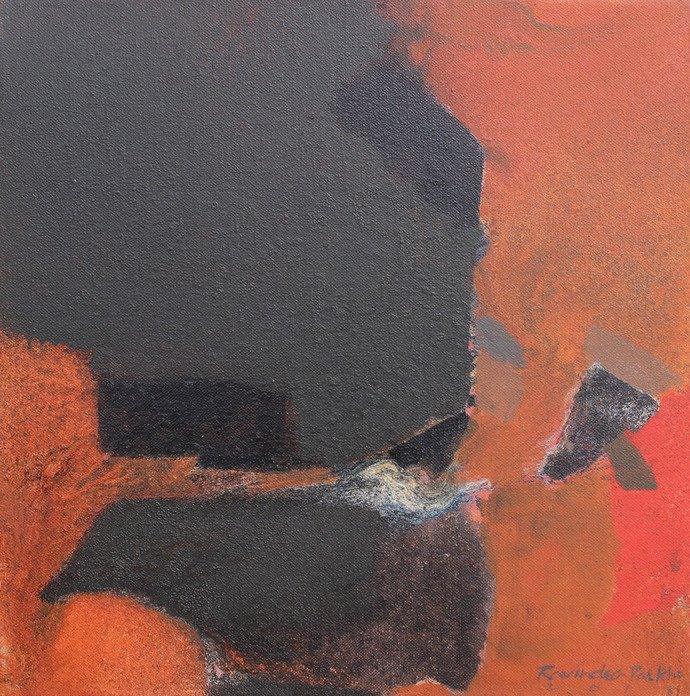 Abstract acrylic painting titled 'Untitled', 12x12 inches, by artist Ravindra Parkhi on Canvas