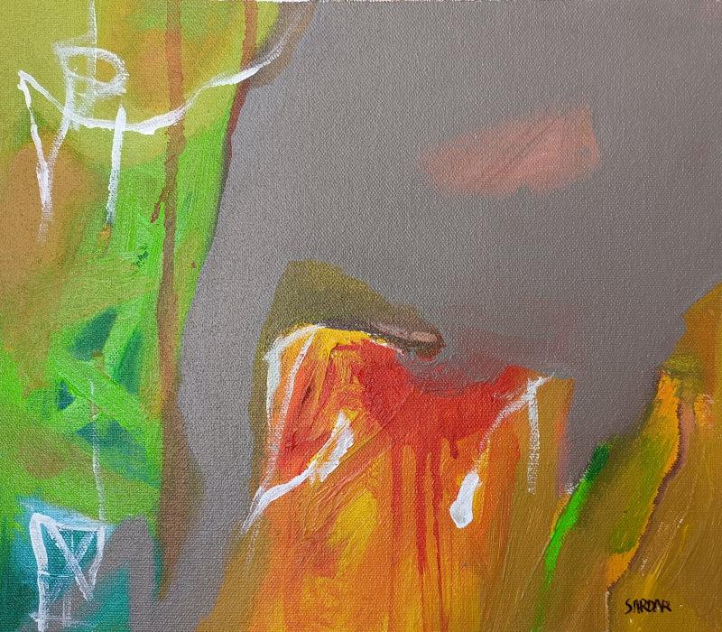 Abstract acrylic painting titled 'Untitled', 11x12 inches, by artist Sardar Jadhav on Canvas