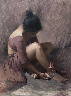 Figurative oil painting titled 'Untitled', 48x36 inches, by artist Dilip Dudhane on Canvas