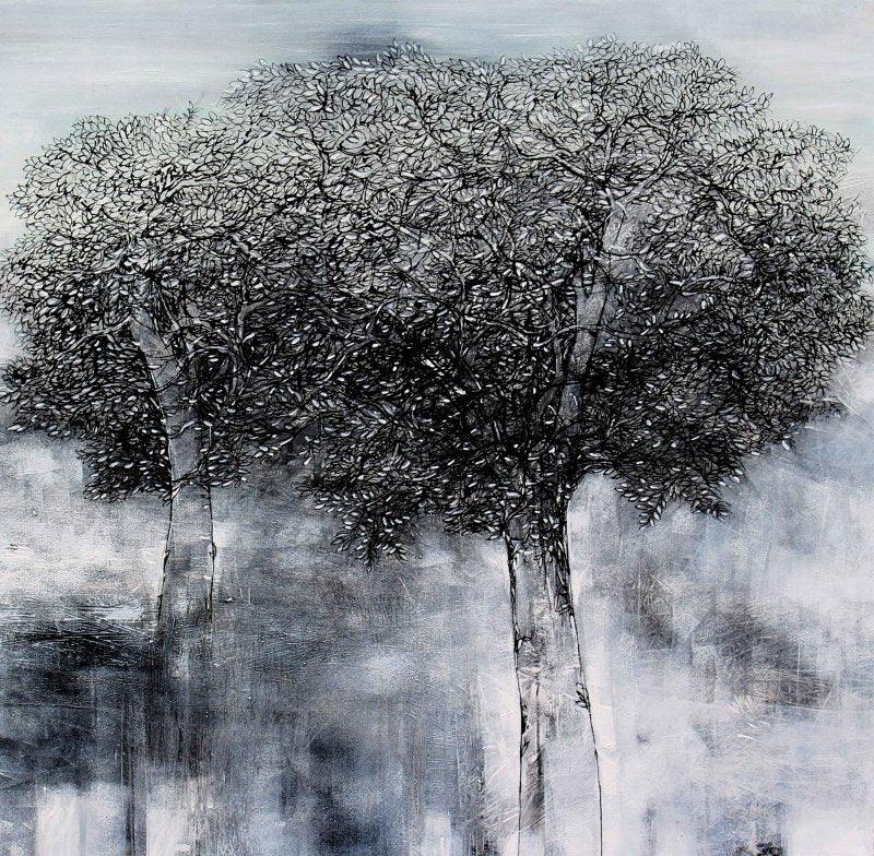 Landscape acrylic painting titled 'Untitled', 36x36 inches, by artist Bhaskar Rao on Canvas