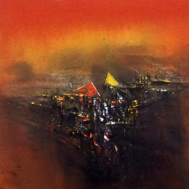 Abstract acrylic painting titled 'Untitled', 12x12 inches, by artist Dnyaneshwar Dhavale on CANVAS