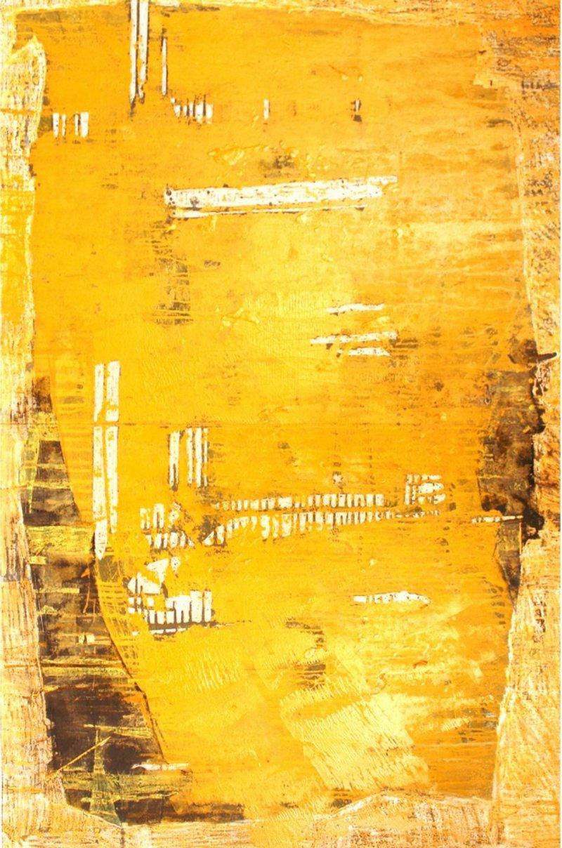 Abstract mixed media painting titled 'Untitled', 65x42 inches, by artist Kashinath Jadhav on Paper