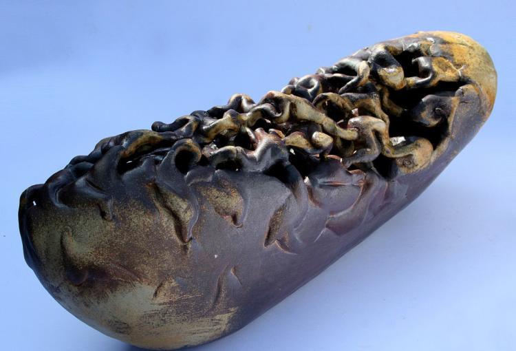 Abstract sculpture titled 'Untitled', 18x7x7 inches, by artist Neeraj Ahirwar on stoneware