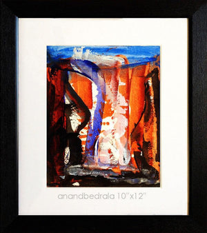 Untitled (Desert Bloom) by Anand Bedrala, Original Acrylic Abstract Painting on Acid Free Paper, X-Small Vertical Wall Art