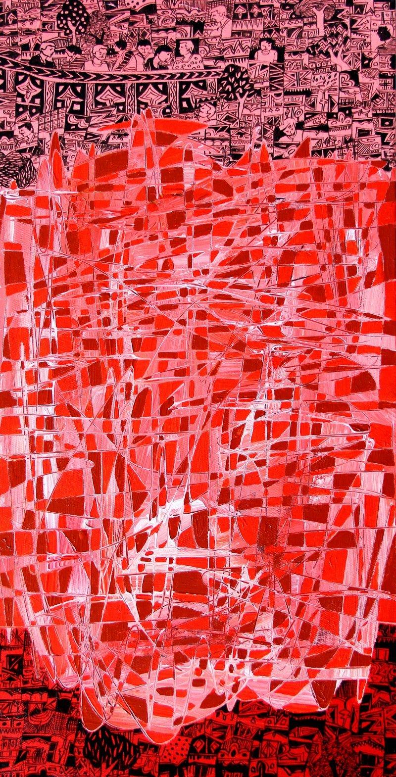 Abstract acrylic painting titled 'Untitled', 36x18 inches, by artist Rama Krishna V on Canvas