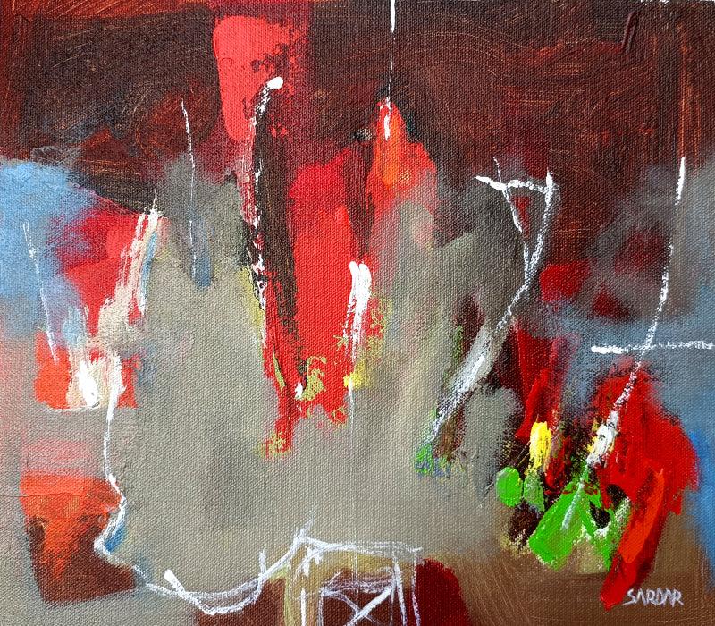 Abstract acrylic painting titled 'Untitled', 11x12 inches, by artist Sardar Jadhav on Canvas