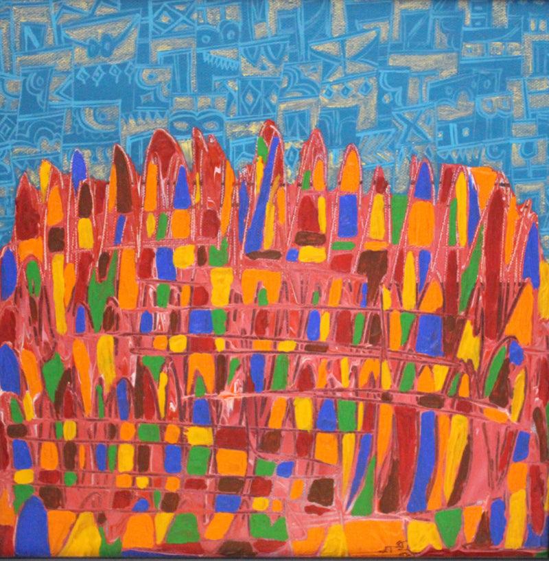 Abstract acrylic painting titled 'Untitled', 12x12 inches, by artist Rama Krishna V on Canvas