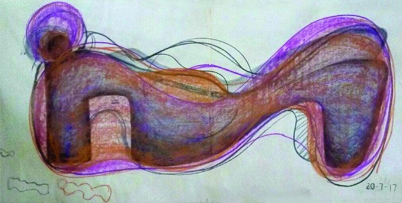 contemporary mixed media titled 'Untitled', 30x60 inches, by artist Tanzeem Baredia on Newsprint Paper