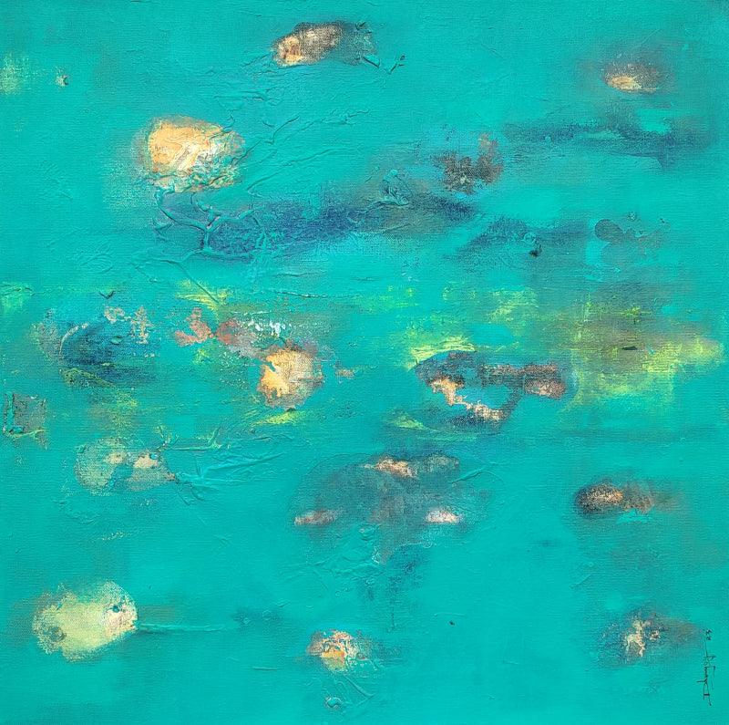 Abstract mixed media painting titled 'Untitled', 20x20 inches, by artist Dhananjoy Das on Canvas