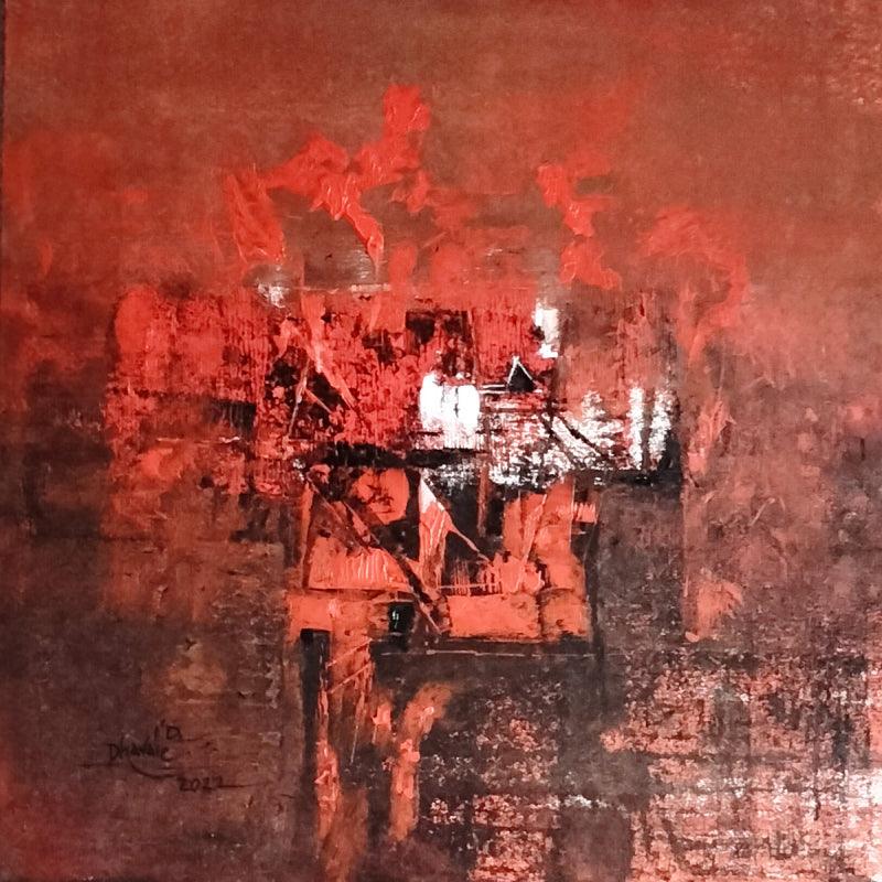 Abstract acrylic painting titled 'Untitled', 24x24 inches, by artist Dnyaneshwar Dhavale on Canvas