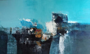 Abstract acrylic painting titled 'Untitled', 36x60 inches, by artist Dnyaneshwar Dhavale on Canvas