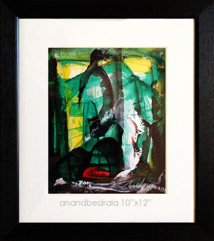 Untitled (Inner Sanctum) by Anand Bedrala, Original Acrylic Abstract Painting on Acid Free Paper, X-Small Vertical Wall Art