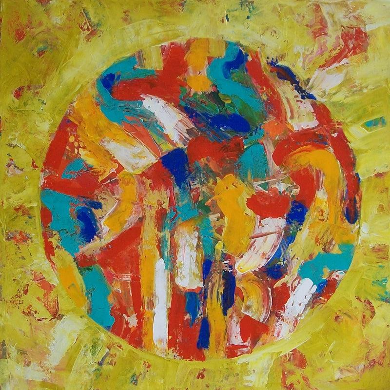 Abstract acrylic painting titled 'Untitled', 24x24 inches, by artist Prasanta Acharjee on Canvas