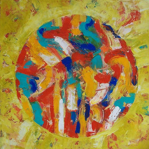 Abstract acrylic painting titled 'Untitled', 24x24 inches, by artist Prasanta Acharjee on Canvas