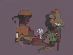 Untitled (Birth of Life) by Shambhu Prasad Reddy Kolli, Original Acrylic Figurative Painting on Canvas, Medium Horizontal Wall Art