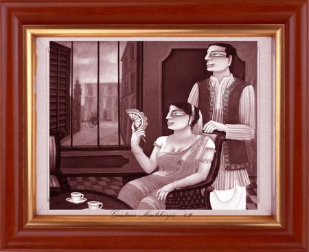 Figurative acrylic painting titled 'Untitled', 48x36 inches, by artist Gautam Mukherjee on Canvas