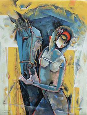 Figurative acrylic painting titled 'Untitled', 48x36 inches, by artist Vishal Phasale on Canvas