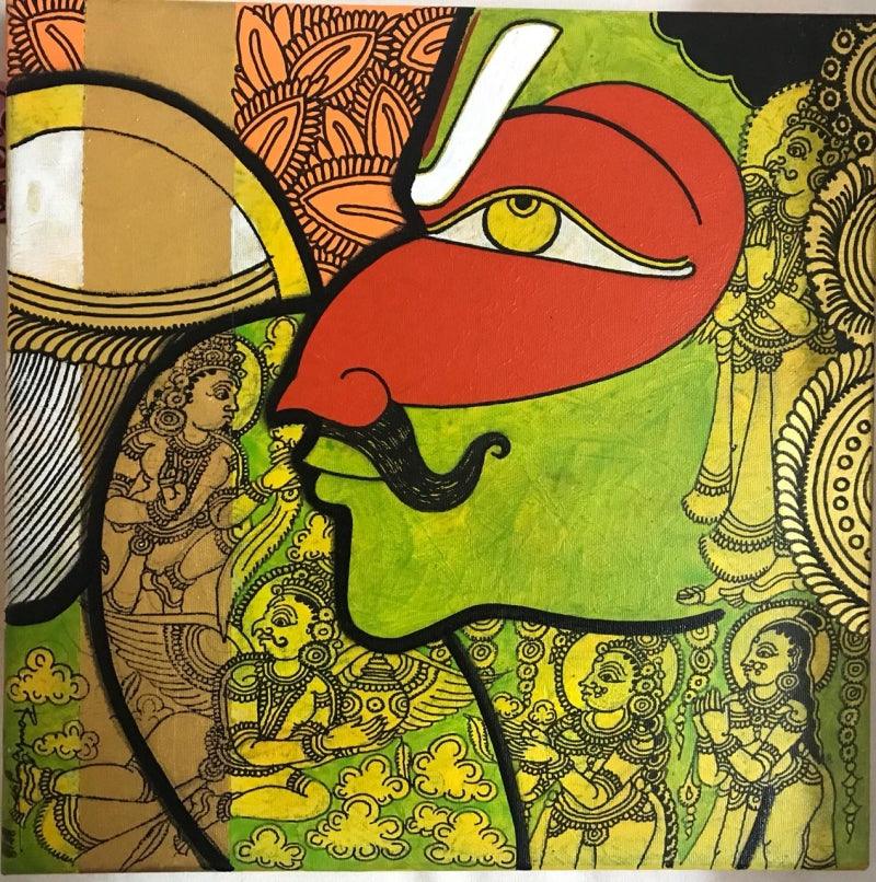 Religious acrylic painting titled 'Untitled', 12x12 inches, by artist Ramesh Gorjala on Canvas