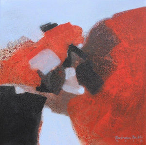 Untitled (Interplay of Forms) by Ravindra Parkhi, Original Acrylic Abstract Painting on Canvas, X-Small Square Wall Art