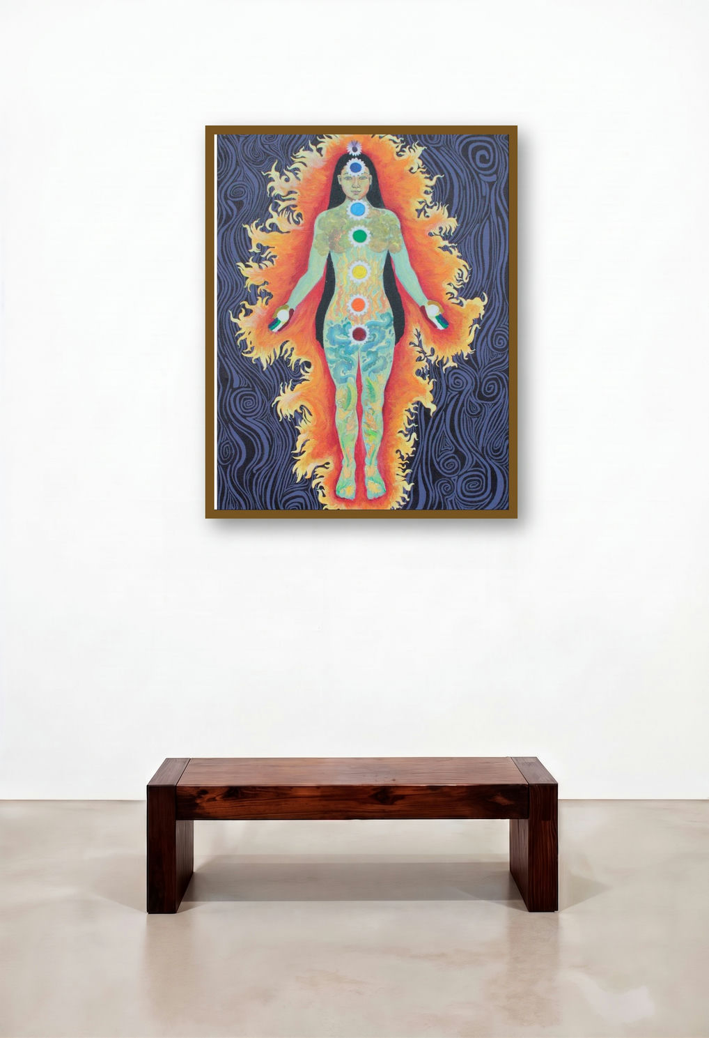 Untitled (Glowing Figure with Chakra Alignment)