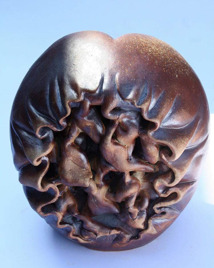 Abstract sculpture titled 'Untitled', 8x10x7 inches, by artist Neeraj Ahirwar on stoneware