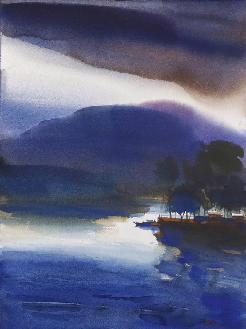 Landscape watercolor painting titled 'Untitled', 22x17 inches, by artist Prashant Prabhu on Arches Paper