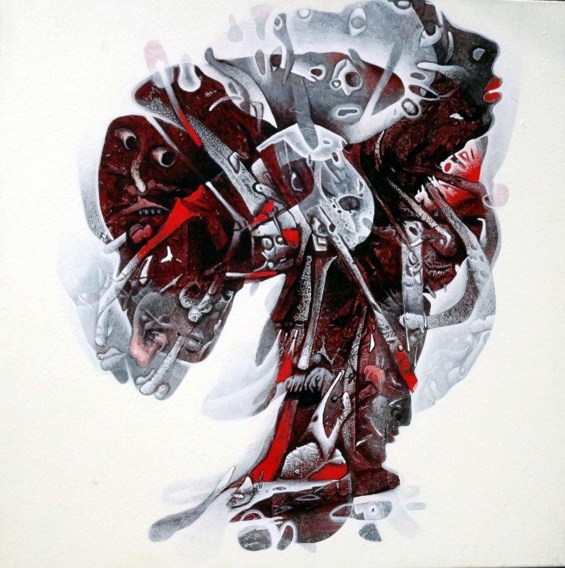 Abstract acrylic painting titled 'Untitled', 24x24 inches, by artist Mahesh Pal Gobra on canvas